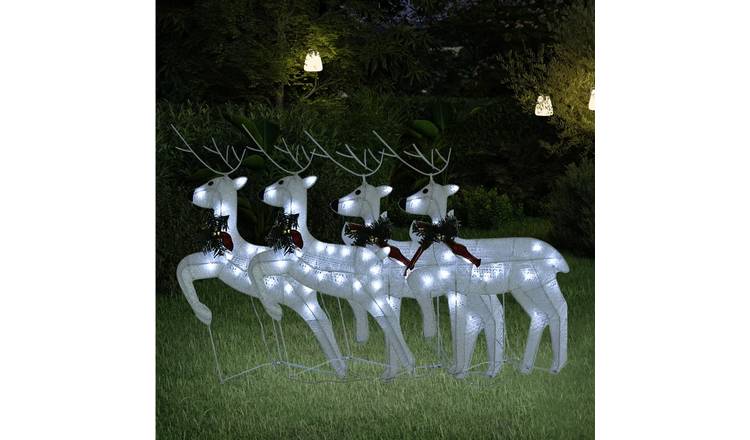 Walplus Pack of 4 Christmas Reindeers 80 LEDs - White - 42 x 19 x 64 cm