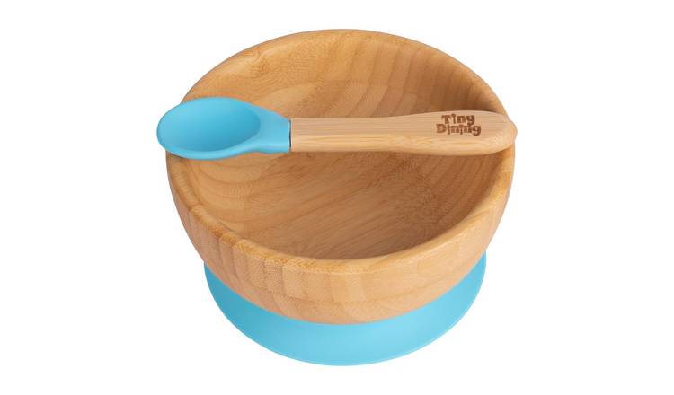 Tiny Dining Children's Bamboo Suction Bowl& Spoon Set - Blue