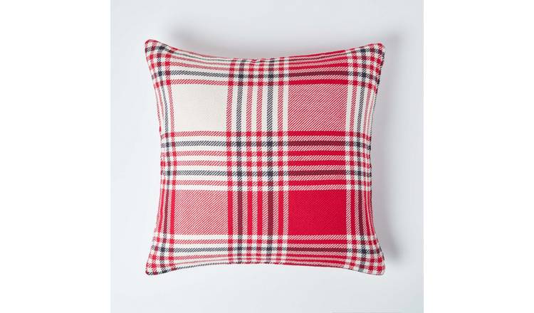 Homescapes Red Tartan Cotton Cushion Cover - 60 x 60 cm