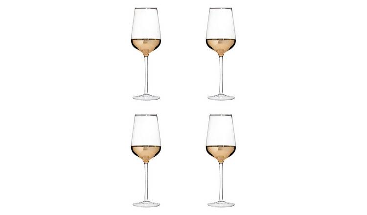 Orsina Horizon Set of 4 Wine Glasses – Gold & Clear