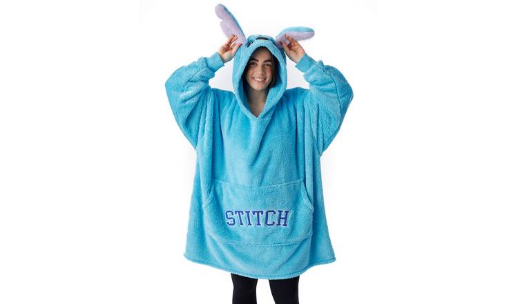 Disney Applique Ears Lettering Adult Womens Light Blanket Hoodie - Blue