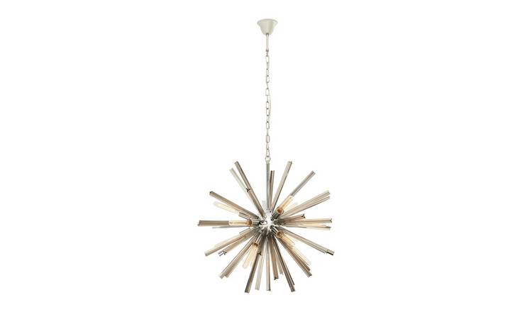 Orsina Karlo Chrome and Grey Glass Starburst Pendant Light – Chrome and Grey