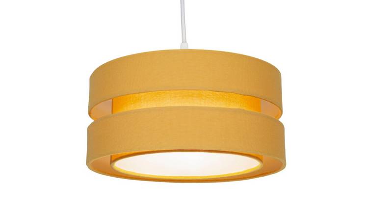 Happy Homewares Mustard Linen Fabric Triple Tier Pendant Shade - 26cm