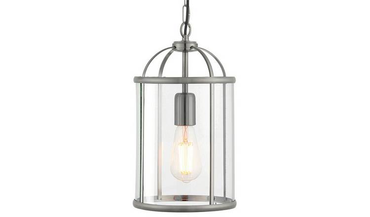Loops Direct Steel and Glass Pendant Light - Satin Nickel