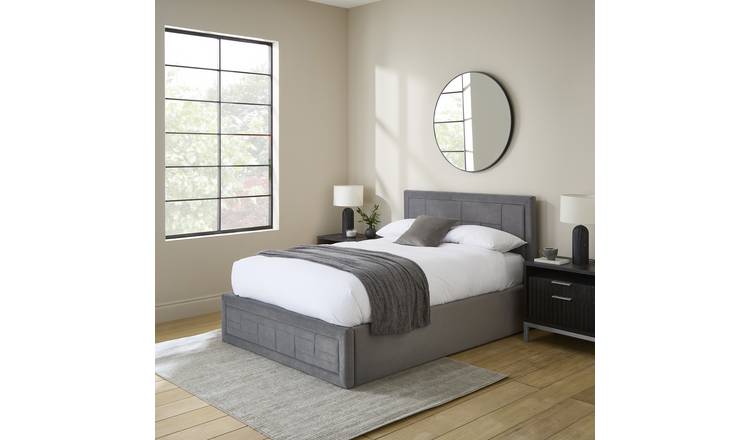 GFW Remy King Size Velvet End Lift Ottoman Bed - Grey