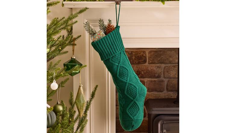 Dibor Fabric Christmas Stocking - Green