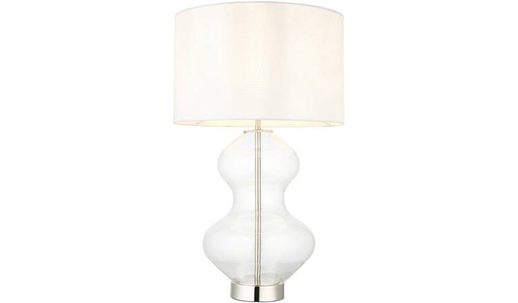 Loops Direct 35cm Bright Nickel Plate Table Lamp - Clear Glass