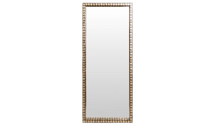 Orsina Palu Tall Black Full Length Wall Mirror with Shell Inlay – Gold