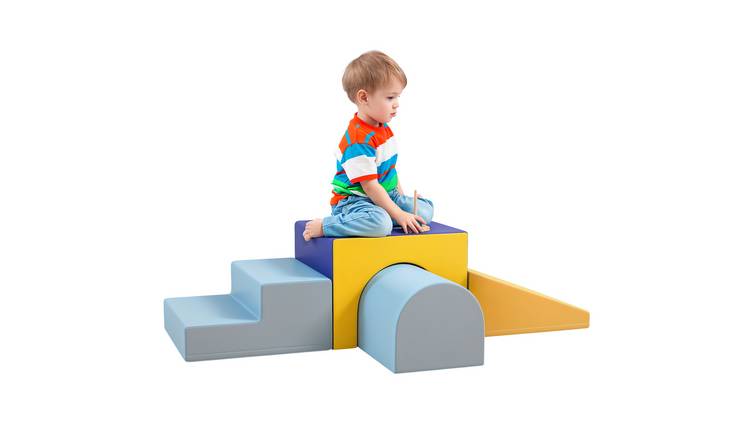 HOMCOM 4 Piece Climb Crawl Foam Kids Activity Play Set - Blue