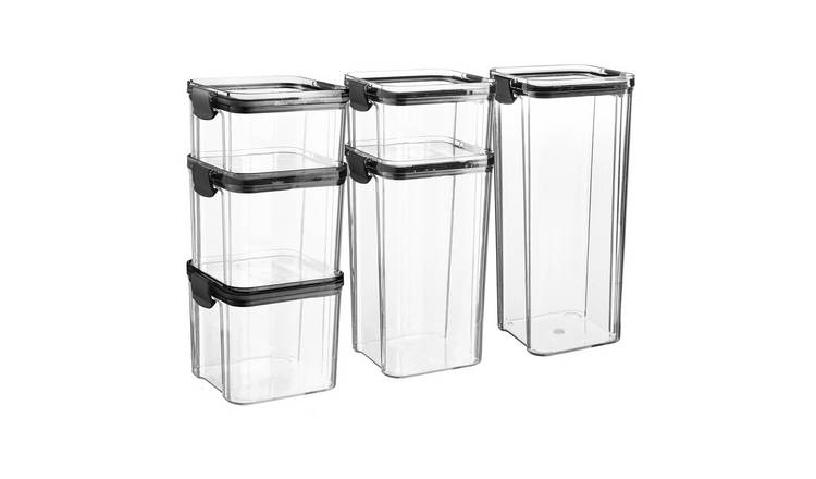 Argon Tableware 6 Piece Food Storage Containers Set - 4 Sizes - Black