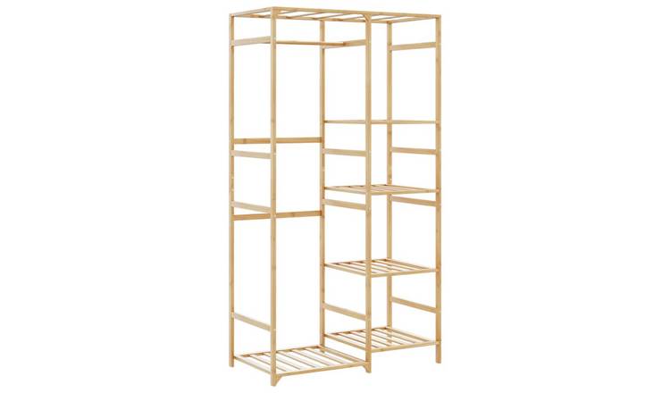 Walplus Bamboo Clothes Rack with Shelves - 100 x 50 x 184.5 cm
