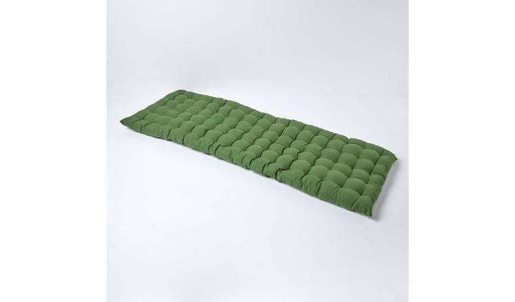 Homescapes Cotton Bench Cushion 3 Seater - Dark Olive
