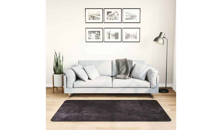 Walplus Polyester 4 mm Pile Rug - Anthracite - 80 x 150 cm