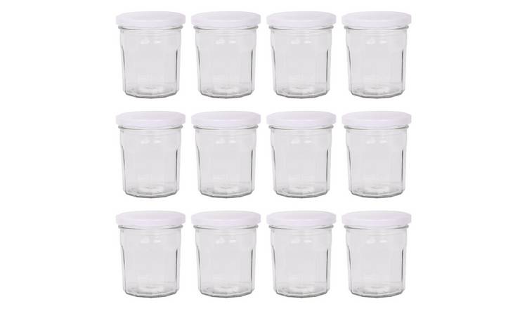 Argon Tableware Glass Jam Jars with Lids - Pack of 12