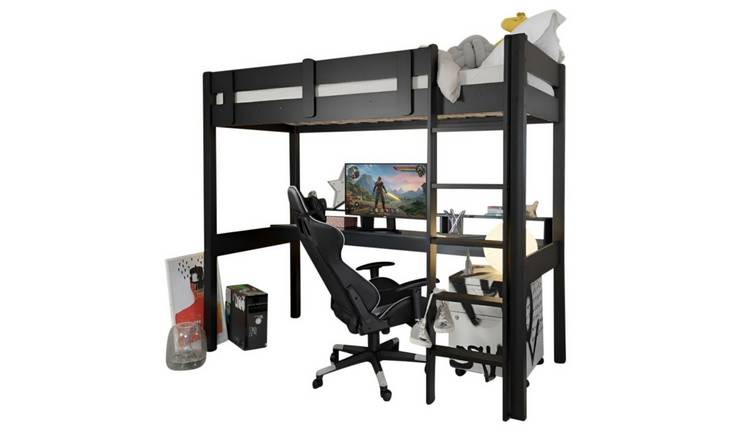 Noa & Nani Vortex Gaming Station HIgh Sleeper Cabin Bed With Desk - Black