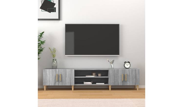 Walplus Solid Wood TV Cabinet - Grey and Oak - 180 x 31.5 x 40 cm