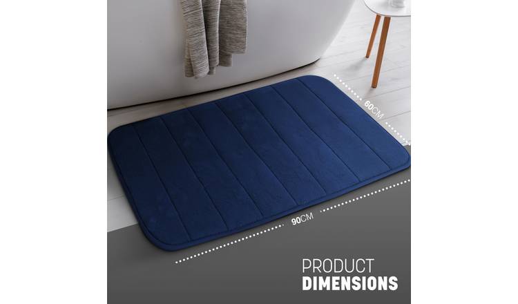 Keplin Memory Foam Non-Slip Bath Mat - 60 x 90cm - Navy
