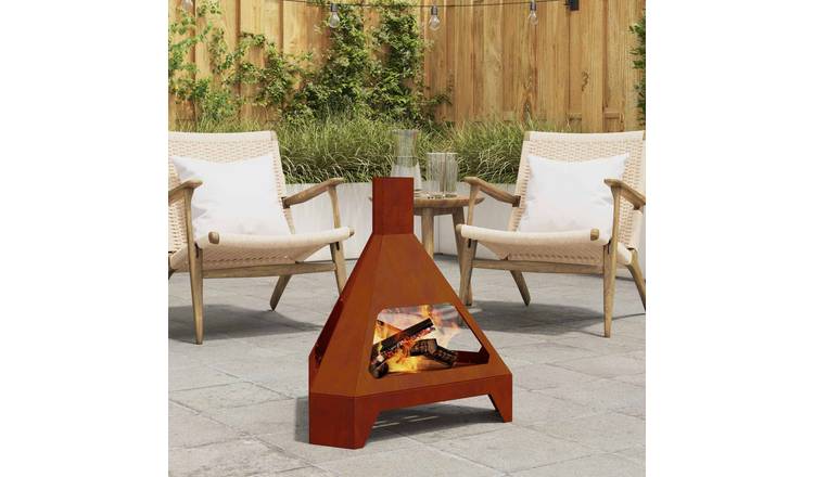 Walplus Steel Fire Pit Weathering - Brown - 50 x 43 x 52 cm