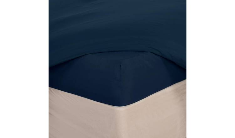 OHS Plain Microfibre Deep Fitted Bed Sheet Navy - King