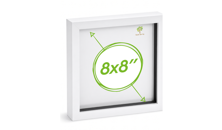 Nicola Spring 3D Box Photo Frame - 8 x 8" with 6 x 6" Mount - White/Ivory
