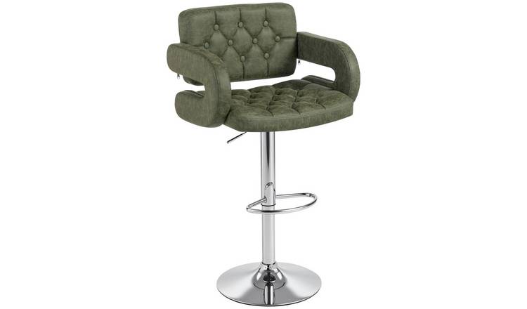 HOMCOM PU Leather Bar Stool with Extra Large Seat and Back - Green
