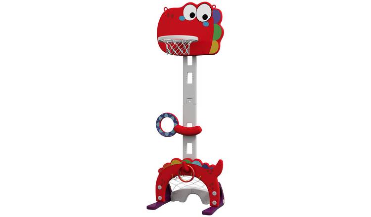 AIYAPLAY 5-in-1 3-6 Years Adjustable Basketball Set – Red