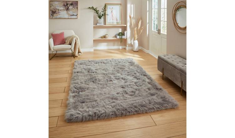Mega Flooring Grey Shaggy Plain Rug - 60 x 120cm