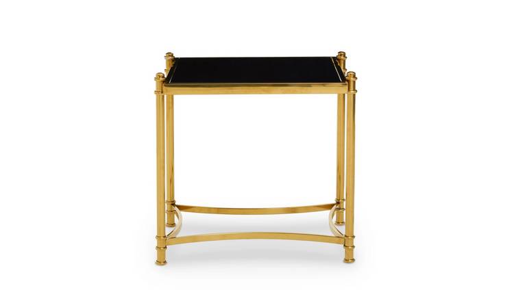 Orsina Glass Side Table - Black and Gold