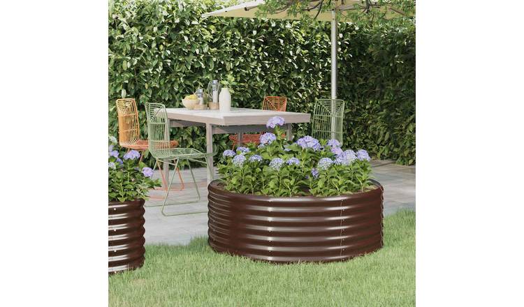 Walplus Galvanised Steel Raised Garden Bed - Brown - 100 x 100 x 36 cm