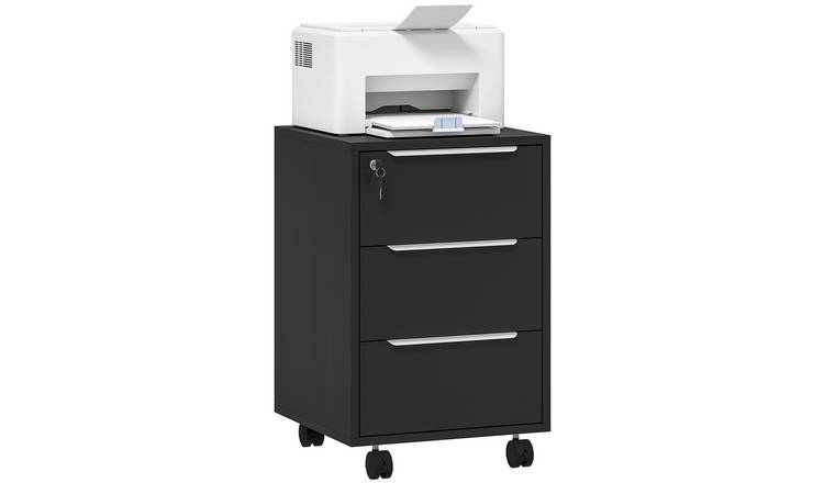 HOMCOM 3 Drawer Filing Cabinet for Home Office Drawer Lockable - Black
