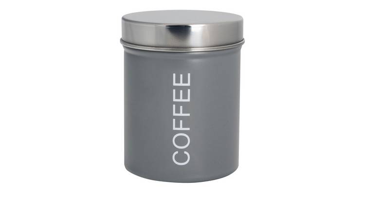 Harbour Housewares Round Metal Kitchen Coffee Canister - Grey