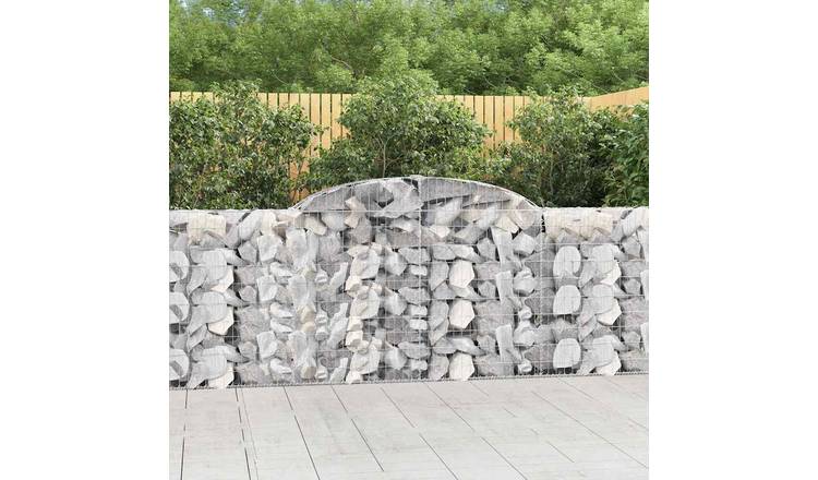 Walplus Pack of 5 Galvanised Iron Gabion Basket - Silver - 300 x 30 x 100-120 cm
