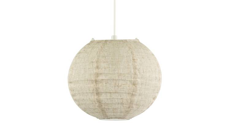 Happy Homewares Taupe Chic Natural Linen Fabric Oatmeal Pendant Shade - 25cm