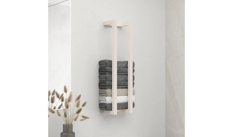 Walplus Wood Towel Rack - White - 23 x 18 x 90 cm