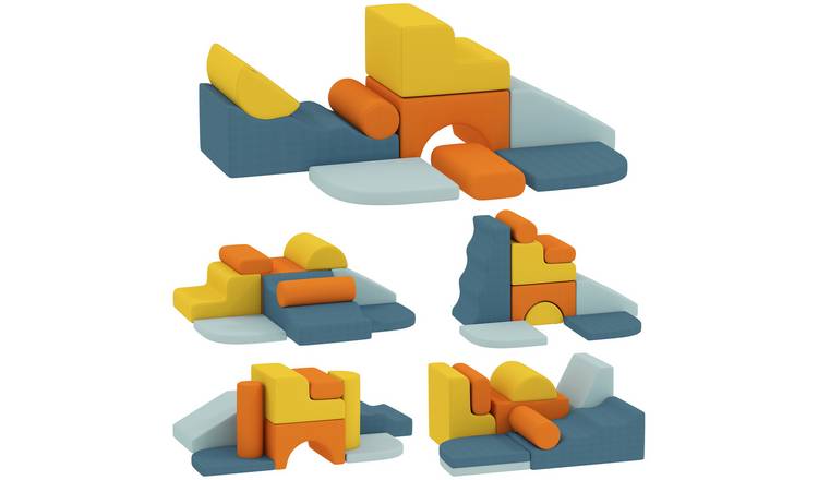 AIYAPLAY 9 Piece Foam Climb Crawl Kids Soft Play Set - Multicoloured