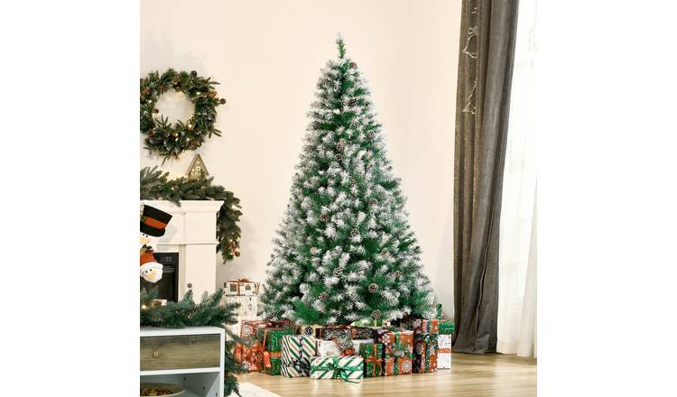HOMCOM 6ft Artificial Christmas Tree with Pine Cones - Green