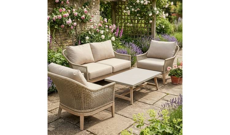 Dibor 4 Seater Faux Rattan Furniture Set - Beige