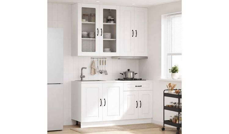Walplus 4 Piece Engineered Wood Kitchen Unit Set - White