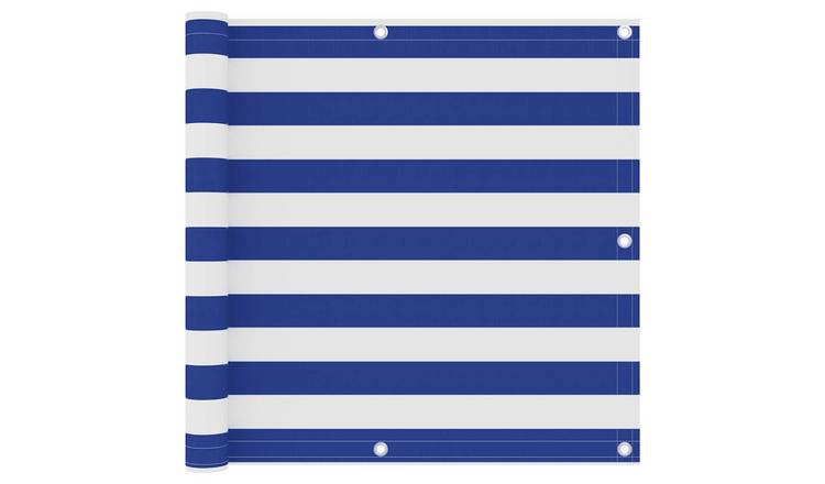 Walplus Polyester Oxford Balcony Screen - White and Blue - 90 x 500 cm