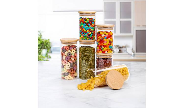Neo Set of 6 Borosilicate Glass Storage Jars - Clear