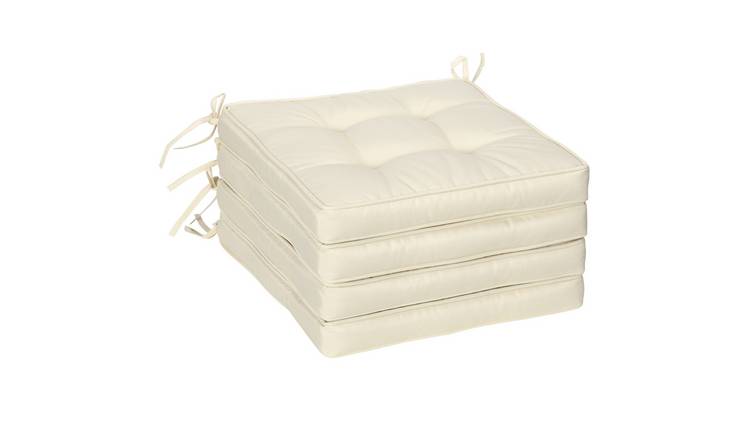 Outsunny Set of 4 Outdoor Chair Cushions with Ties - Cream