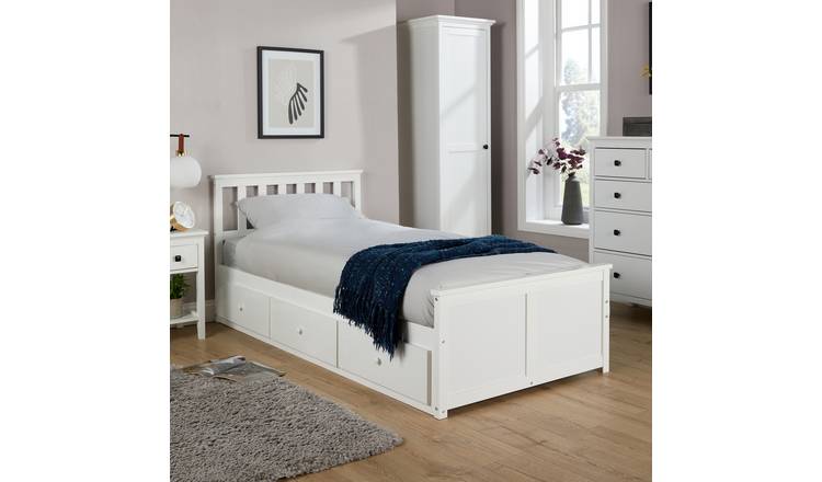 Home Source Florida Single Bed with 3 Drawers - White