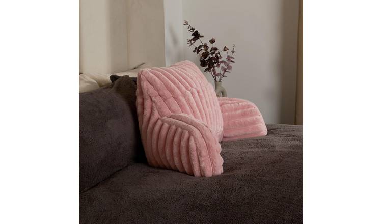 OHS Heatable Ribbed Faux Fur Cuddle Cushion - Blush