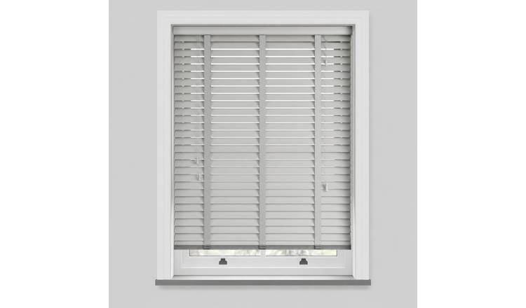 New Edge Blinds Dove Grey Faux Wood Tape Venetian Blind - 220cm x 120cm