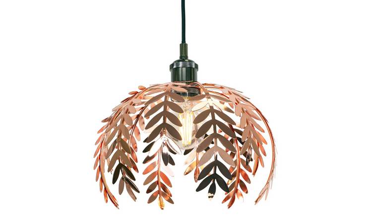 Happy Homewares Copper Fern Leaf in Shiny Pendant Shade - 28cm