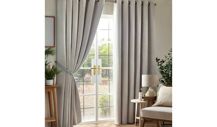 Luxury Living Chenille Blackout Eyelet Curtains 117cm x 229cm - Silver