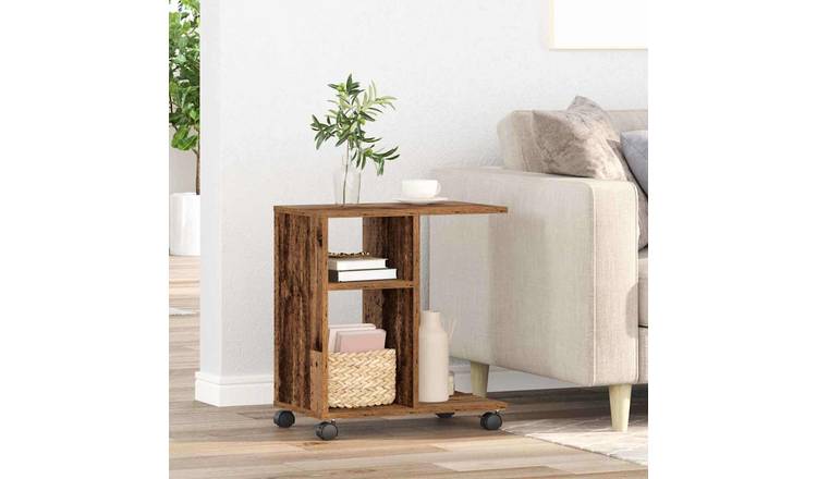 Walplus 2 Shelf Engineered Wood Side Table - Dark Wood - 50 x 30 x 55 cm