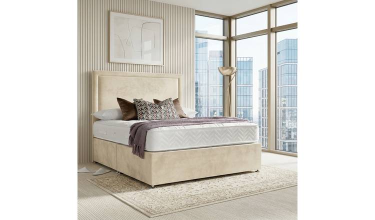 DS Living Velmont King Size Upholstered Divan Bed Frame - Cream