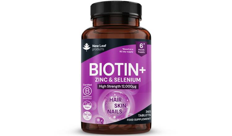 New Leaf Biotin Plus with Zinc & Selenium Minerals 12000mg - 365 Tablets
