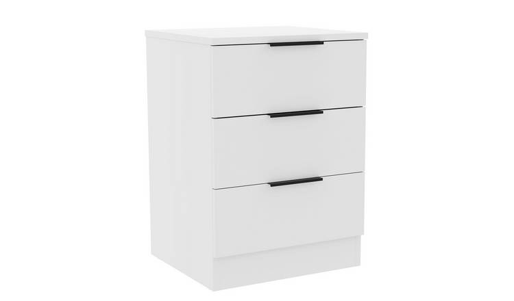 Vida Designs Trega 3 Drawer Bedside Chest Storage Unit - White